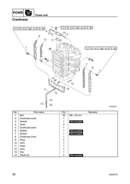 Yamaha Z300 LZ300 Outboard Service Manual sample page with service data and tables