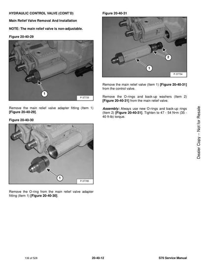 Bobcat S70 Skid Steer Loader Service Manual sample page showing repair procedures