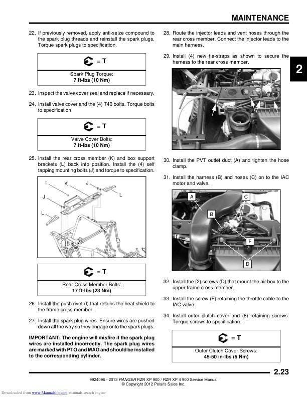 Polaris RZR 900 EPS XP XP4 UTV Service Manual sample page from service manual