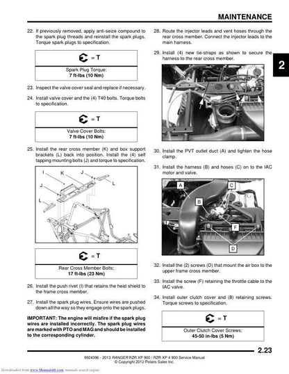 Polaris RZR 900 EPS XP XP4 UTV Service Manual sample page from service manual