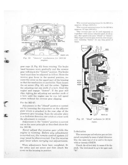 Volvo Penta MD47 MD67 MD96 Diesel Engine Service Manual sample page with service data and tables