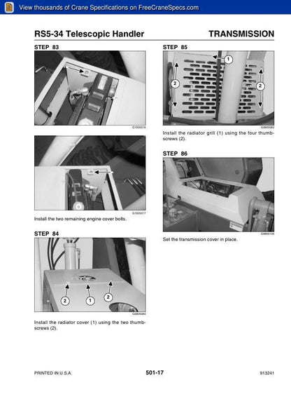 GEHL RS5 RS6 Telehandler Service Manual sample page with technical illustrations