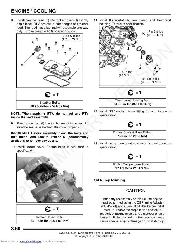 Polaris RZR Ranger 800 RZR-S RZR-4 UTV Service Manual sample page with technical illustrations