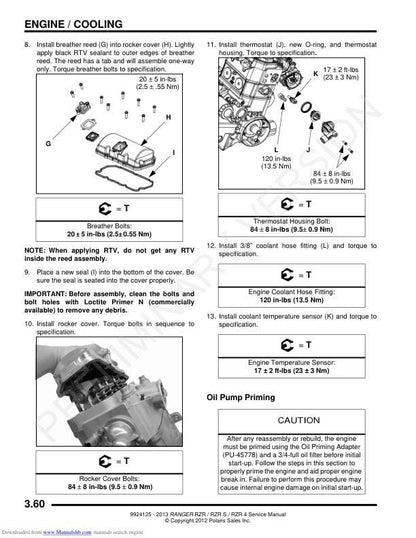 Polaris RZR Ranger 800 RZR-S RZR-4 UTV Service Manual sample page with technical illustrations