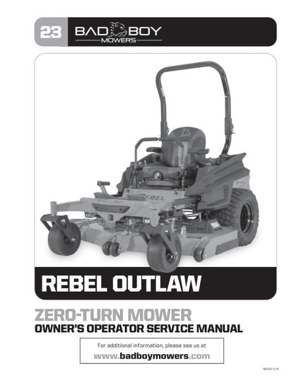 Badboy Rebel Outlaw Zero Turn Mower Service Manual factory service manual title page