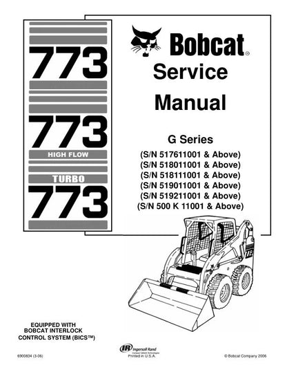Bobcat 773G Skid Steer Loader Service Manual factory service manual title page