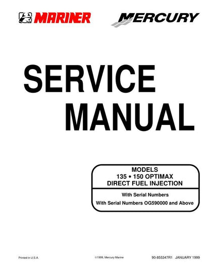 Mercury Optimax 135 150 Outboard Service Manual factory service manual title page