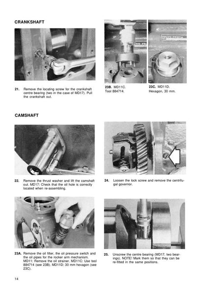 Volvo Penta MD11C MD17C MD11D MD17D Engine Service Manual sample page showing repair procedures