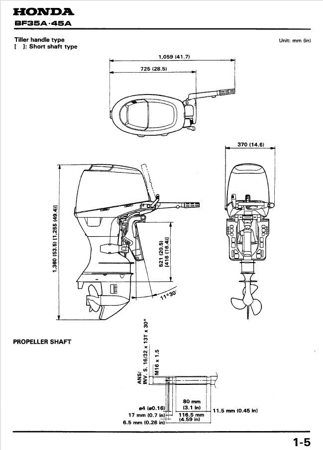 Honda BF35A BF40A BF45A BF50A Outboard Service Manual sample page from the repair manual