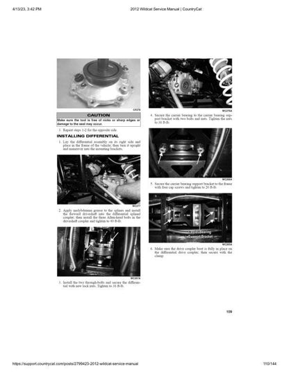 Arctic Cat Wildcat 1000 UTV Service Manual sample page with technical illustrations