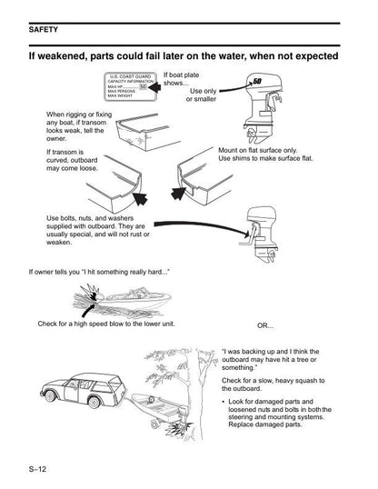 Evinrude 40-90 HP Outboard Service Manual sample page with service data and tables