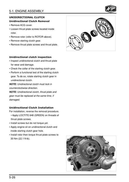 Argo XPLORER XRT 1000 UTV Service Manual sample page showing repair procedures