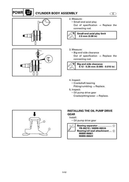 Yamaha 225G 250B L250B Outboard Service Manual sample page with technical illustrations