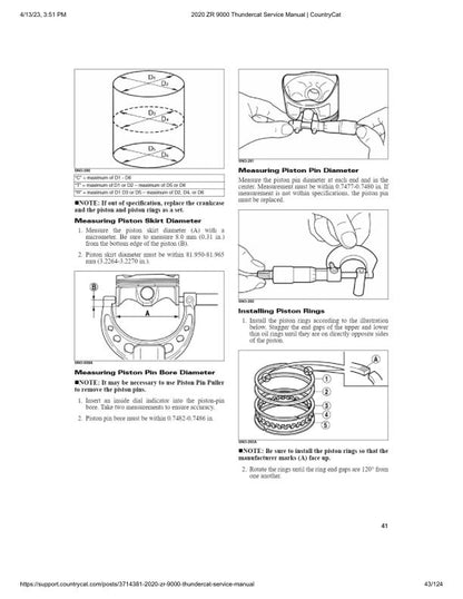 Arctic Cat Thundercat ZR 9000 Snowmobile Service Manual sample page showing repair procedures