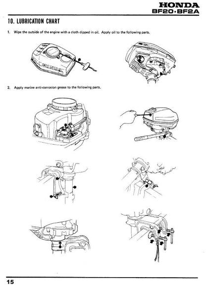 Honda BF2A Outboard Service Manual sample page showing repair procedures