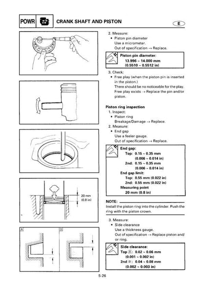 Yamaha 9.9F 15F 9.9T 15T Outboard Service Manual sample page with technical illustrations