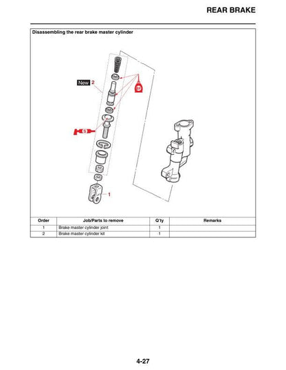 Yamaha YZ 450 FN Motorcycle Service Manual sample page showing repair procedures