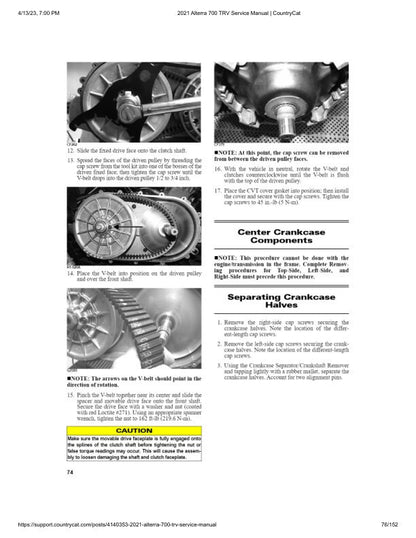 Arctic Cat Alterra TRV700 ATV Service Manual sample page from the repair manual
