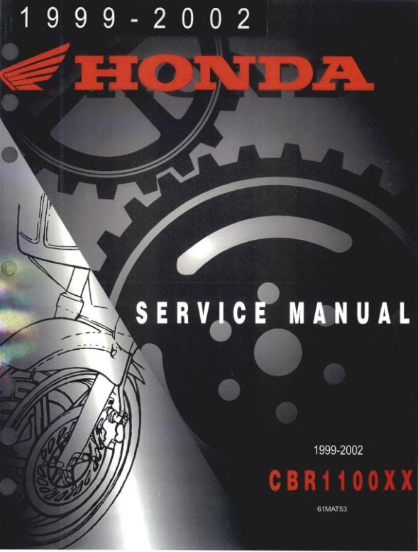 Honda CBR1100 Motorcycle Service Manual factory service manual title page