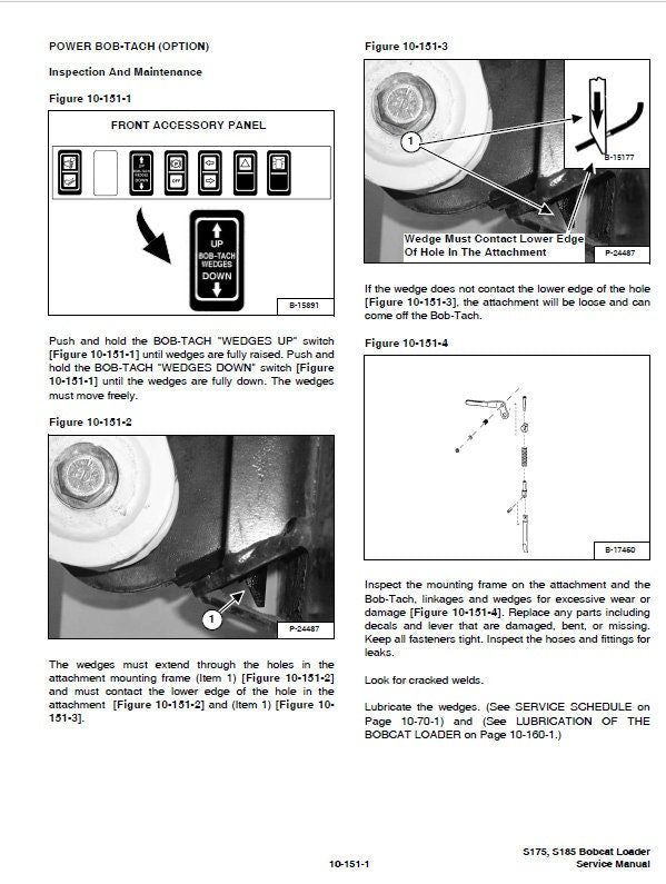 Bobcat S175 S185 Turbo Loader Service Manual sample page with diagrams and specifications