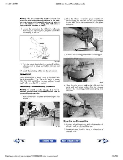 Arctic Cat Firecat F5 F7 ZL ZR Pantera Snowmobile Service Manual sample page with diagrams and specifications