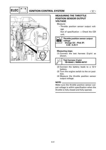 Yamaha 225G 250B L250B Outboard Service Manual sample page showing schematics and diagrams