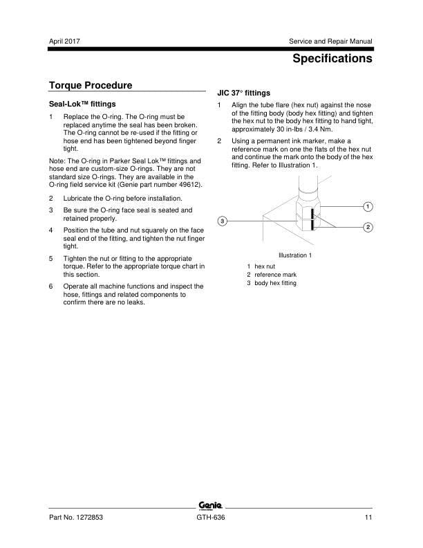 Genie GTH 636 Telehandler Service Manual sample page from service manual