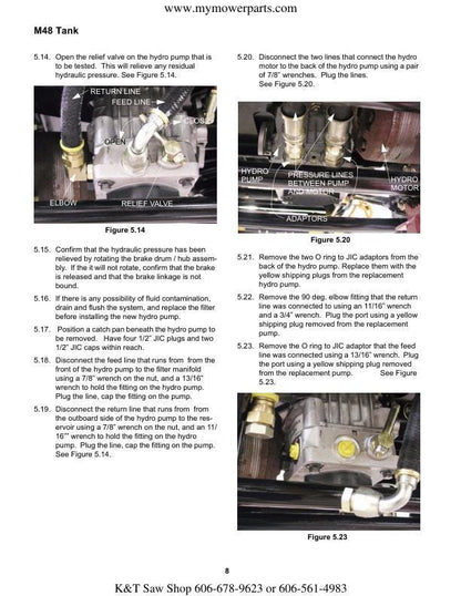 Cub Cadet M48 Tank Zero Turn Mower Service Manual sample page showing repair procedures