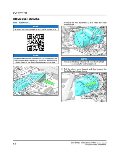 Polaris RANGER XP/XP Crew 1000 UTV Service Manual sample page showing schematics and diagrams