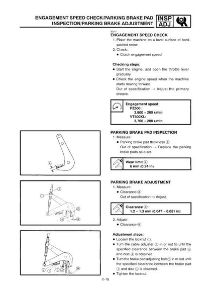 Yamaha Phazer Venture XL Snowmobile Service Manual sample page from service manual