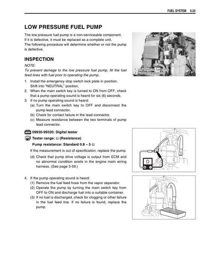 Suzuki DF300 Outboard Service Manual sample page showing repair procedures