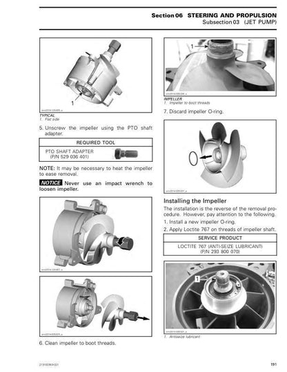 Sea-Doo Spark Service Manual sample page with service data and tables