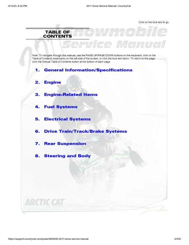 Arctic Cat F M Z1 Crossfire Bearcat Snowmobile Service Manual factory service manual title page