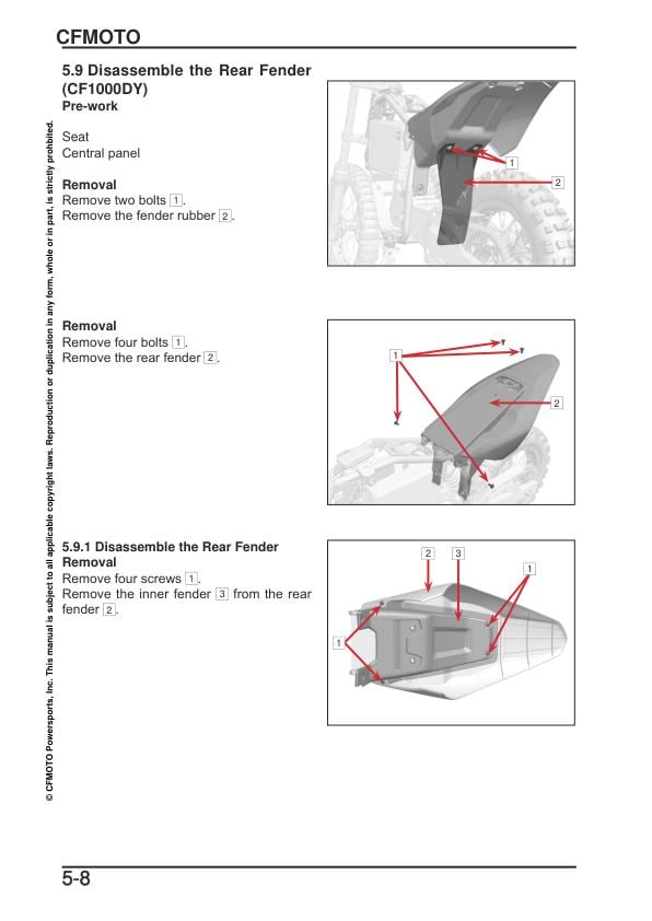 CFMOTO CFX 2E 5E Electric Service Manual sample page with diagrams and specifications