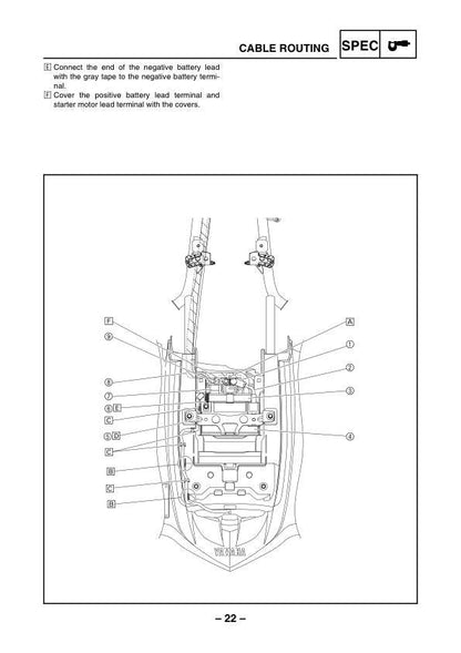 Yamaha Raptor YFM350S Motorcycle Service Manual sample page with diagrams and specifications