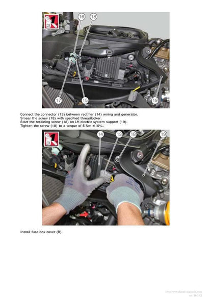 Ducati Panigale S Tricolore 1199 Motorcycle Service Manual sample page with service data and tables