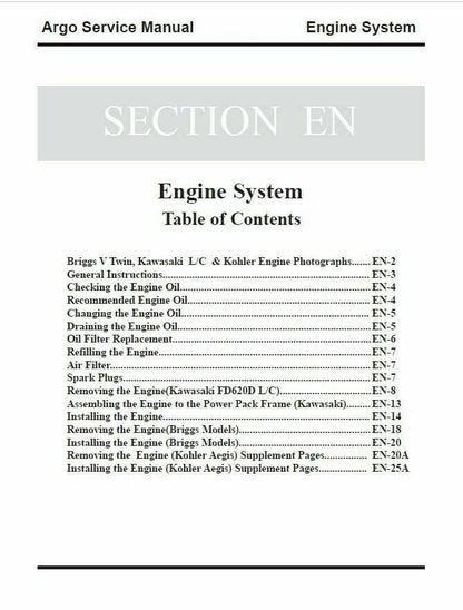 Argo S SN BF RB C CB V A B N R Service Manual sample page with diagrams and specifications