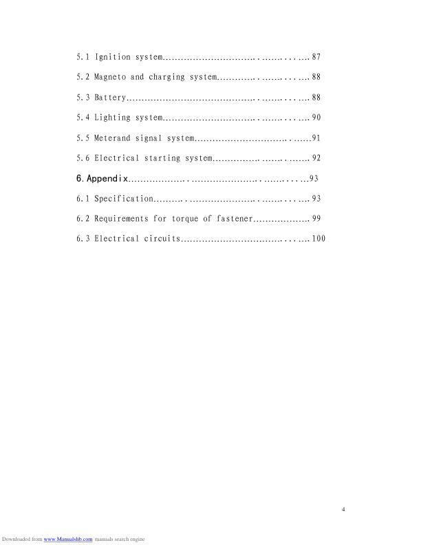 HiSun HS500 ATV-2 Service Manual sample page with diagrams and specifications