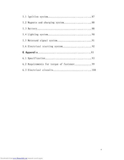 HiSun HS500 ATV-2 Service Manual sample page with diagrams and specifications