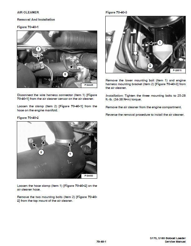 Bobcat S175 S185 Turbo Loader Service Manual sample page with technical illustrations