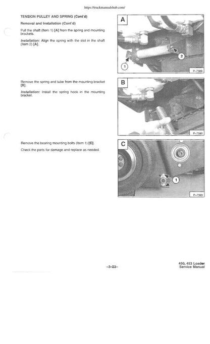 Bobcat 450 453 Skid Steer Loader Service Manual sample page with diagrams and specifications
