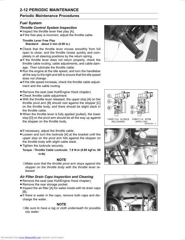 Kawasaki JetSki STX-15F Service Manual sample page from service manual