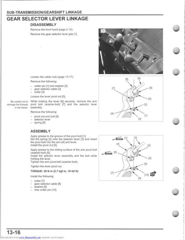 Honda Pioneer SXS700 M2 M4 UTV Service Manual sample page with technical illustrations
