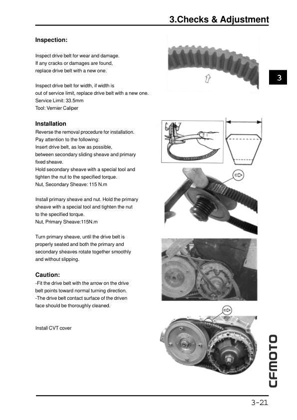 CFMOTO CF500-5 CF500-5A Service Manual sample page from service manual