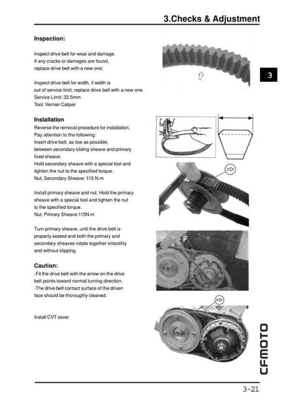 CFMOTO CF500-5 CF500-5A Service Manual sample page from service manual