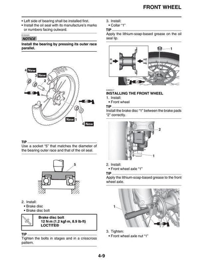 Yamaha YZ450FP Motorcycle Service Manual sample page from service manual