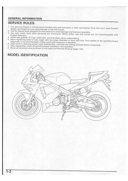 Honda CBR 600 R Motorcycle Service Manual factory service manual title page