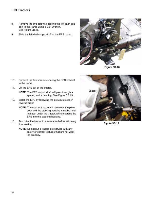 Cub Cadet LTX 1000 Tractor Service Manual sample page with technical illustrations