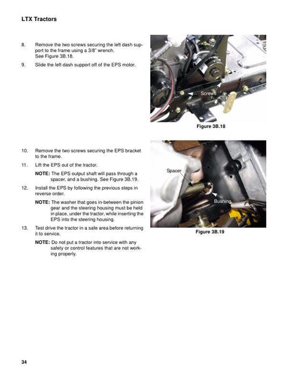 Cub Cadet LTX 1000 Tractor Service Manual sample page with technical illustrations
