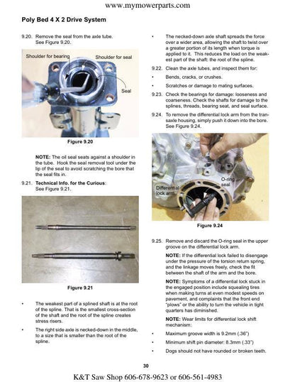 Cub Cadet Big Country 4x2 6x2 Utility Vehicle Service Manual sample page with service data and tables